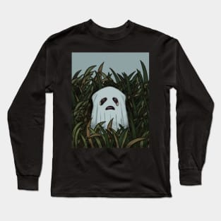 Vintage ghost pug in the field Long Sleeve T-Shirt